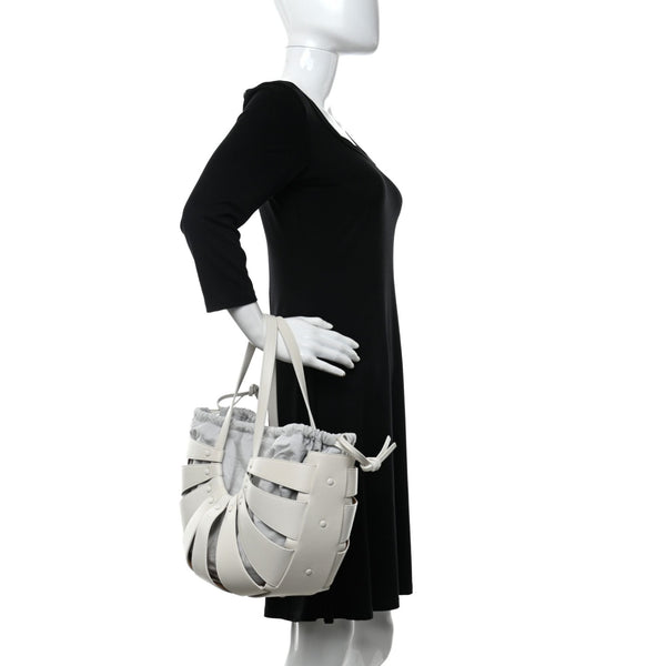 Bottega Veneta The Shell Bag Frost White French Calfskin Shoulder Bag in Frost White, authentic new handbag, image 8