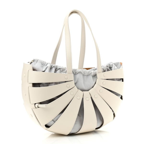 Bottega Veneta The Shell Bag Frost White French Calfskin Shoulder Bag in Frost White, authentic new handbag, image 2