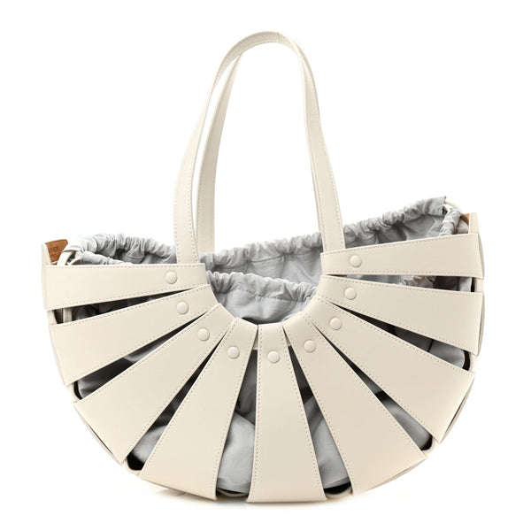 Bottega Veneta The Shell Bag Frost White French Calfskin Shoulder Bag in Frost White, authentic new handbag, image 1