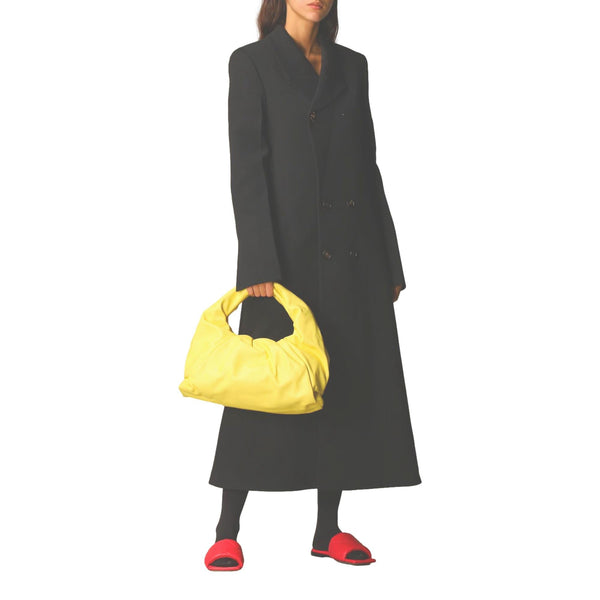 Bottega Veneta Shoulder Pouch Sherbet Yellow Nappa Leather Bag in White, authentic new handbag, image 2