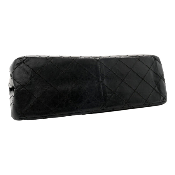 Chanel 2.55 Reissue 225 Black Aged Calfskin Double Flap Bag Silver Chain in Black, authentic pre-loved handbag, image 3