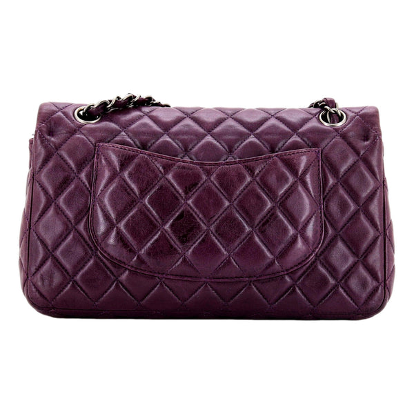 Chanel Classic Flap Purple Lambskin Leather Shoulder Bag in Purple, authentic pre-loved handbag, image 3