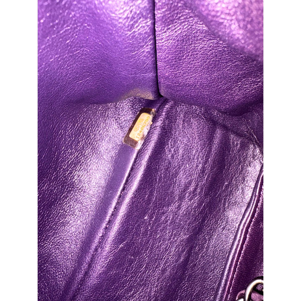 Chanel Classic Flap Purple Lambskin Leather Shoulder Bag in Purple, authentic pre-loved handbag, image 6