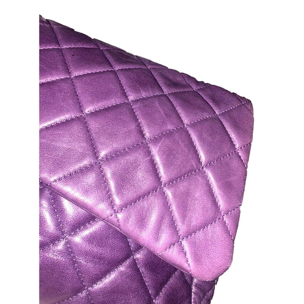Chanel Classic Flap Purple Lambskin Leather Shoulder Bag in Purple, authentic pre-loved handbag, image 7