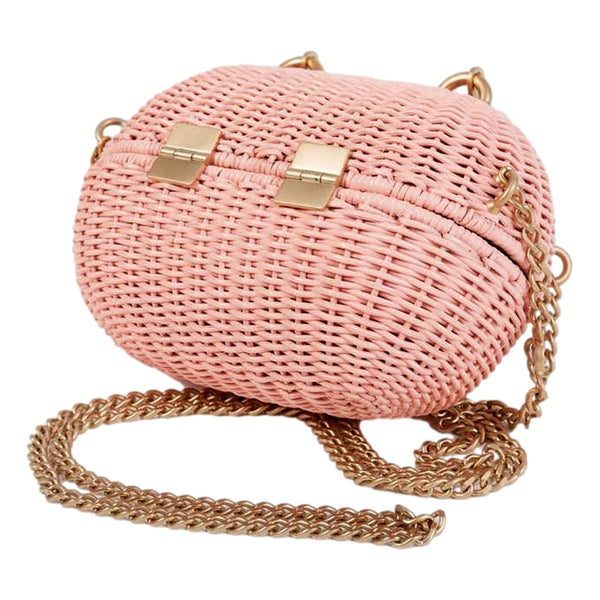 Chanel Pink Rattan Wicker Heart Basket Crossbody Bag Rare 2004 in Baby Pink, authentic pre-loved handbag, image 3