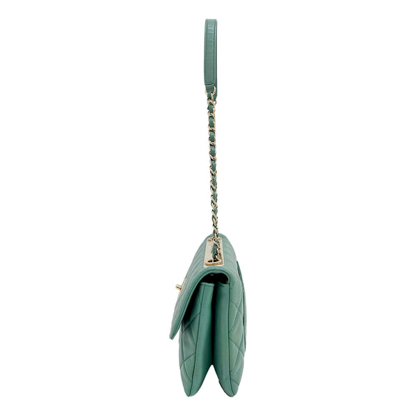 Chanel Trendy CC Flap Matelasse Aquamarine Leather Shoulder Bag in Aquamarine, authentic pre-loved handbag, image 5