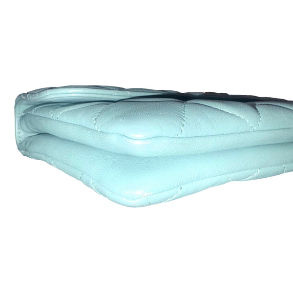 Chanel Trendy CC Flap Matelasse Aquamarine Leather Shoulder Bag in Aquamarine, authentic pre-loved handbag, image 6