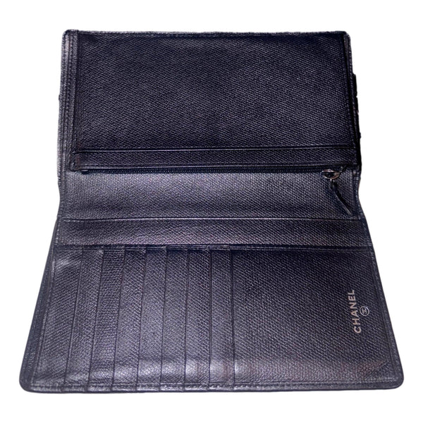 Chanel Vintage Yen Black Caviar Leather Long Wallet in Black, authentic pre-loved wallet, image 5