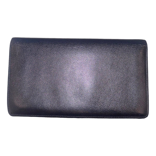 Chanel Vintage Yen Black Caviar Leather Long Wallet in Black, authentic pre-loved wallet, image 3