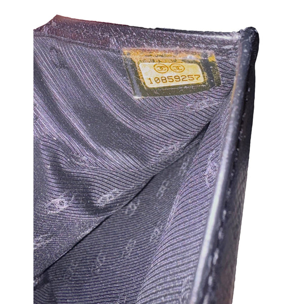Chanel Vintage Yen Black Caviar Leather Long Wallet in Black, authentic pre-loved wallet, image 9
