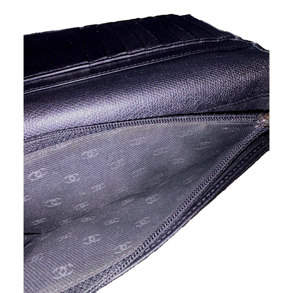 Chanel Vintage Yen Black Caviar Leather Long Wallet in Black, authentic pre-loved wallet, image 7