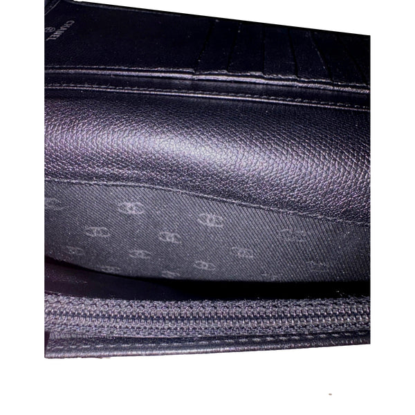 Chanel Vintage Yen Black Caviar Leather Long Wallet in Black, authentic pre-loved wallet, image 6