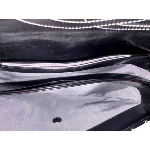 Chanel Black Vertical Stitch Flap Bag CC Logo Silver Chain Shoulder Bag in Black, authentic pre-loved handbag, image 8