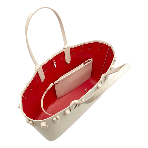 Christian Louboutin Cabata Spike Large Tote Leche Ivory Leather Shoulder Bag in Leche Ivory, authentic new handbag, image 6