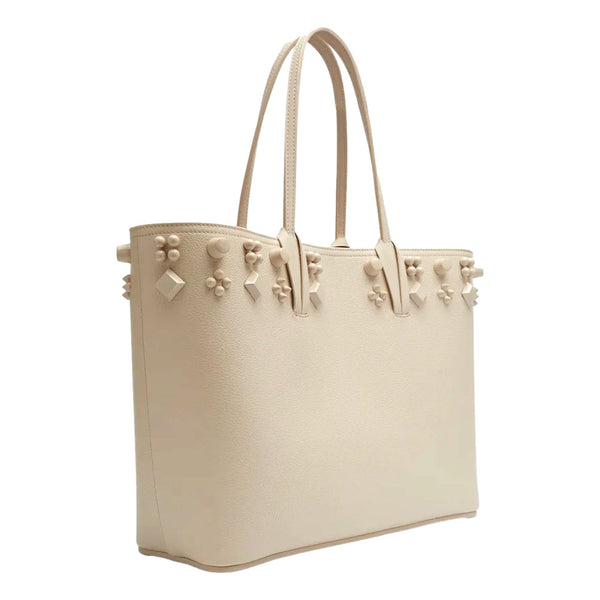 Christian Louboutin Cabata Spike Large Tote Leche Ivory Leather Shoulder Bag in Leche Ivory, authentic new handbag, image 4