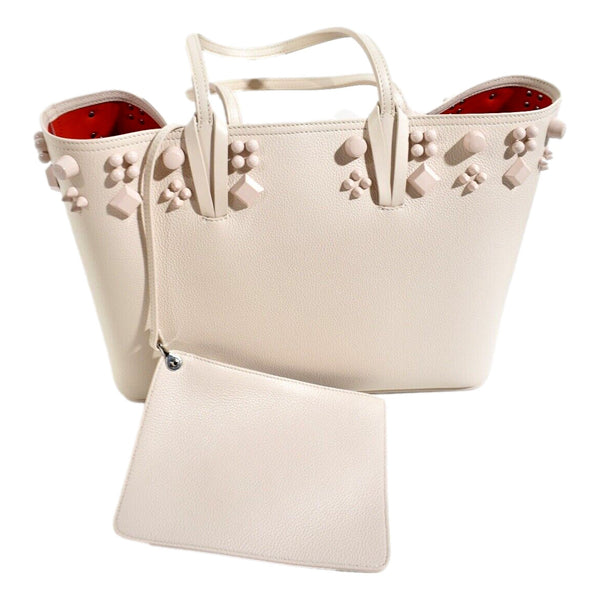 Christian Louboutin Cabata Spike Large Tote Leche Ivory Leather Shoulder Bag in Leche Ivory, authentic new handbag, image 2