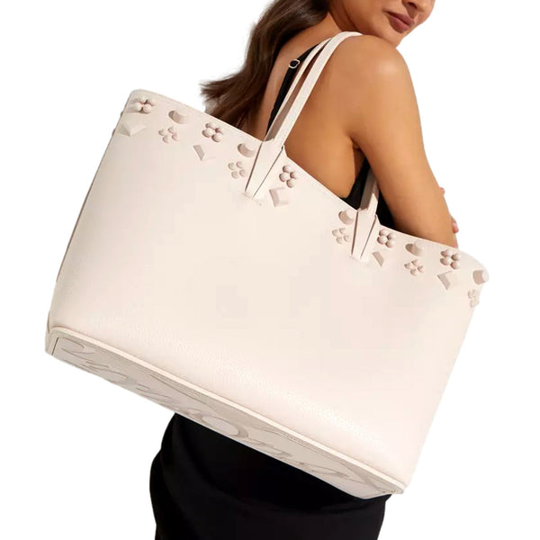 Christian Louboutin Cabata Spike Large Tote Leche Ivory Leather Shoulder Bag in Leche Ivory, authentic new handbag, image 8