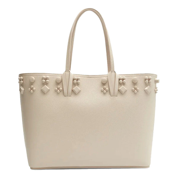 Christian Louboutin Cabata Spike Large Tote Leche Ivory Leather Shoulder Bag in Leche Ivory, authentic new handbag, image 1