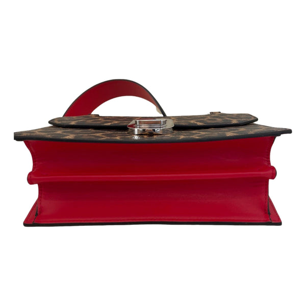 Christian Louboutin Elisa Calf Empire Leopard Leather Shoulder Crossbody Bag in Red, authentic new handbag, image 4