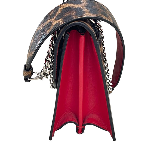 Christian Louboutin Elisa Calf Empire Leopard Leather Shoulder Crossbody Bag in Red, authentic new handbag, image 3