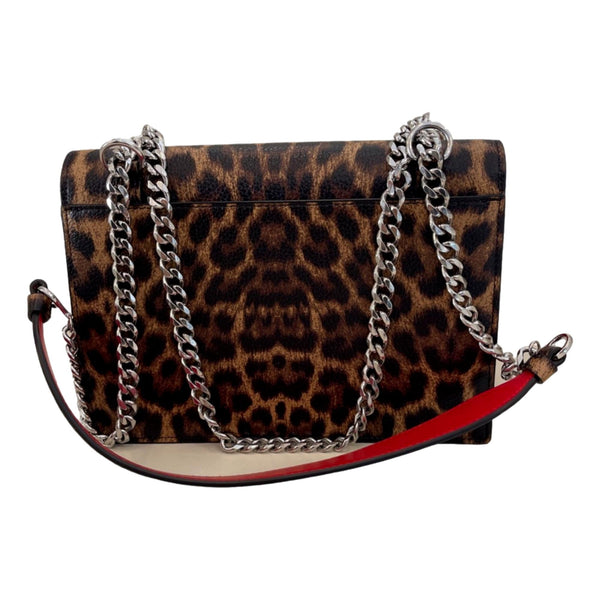 Christian Louboutin Elisa Calf Empire Leopard Leather Shoulder Crossbody Bag in Red, authentic new handbag, image 2