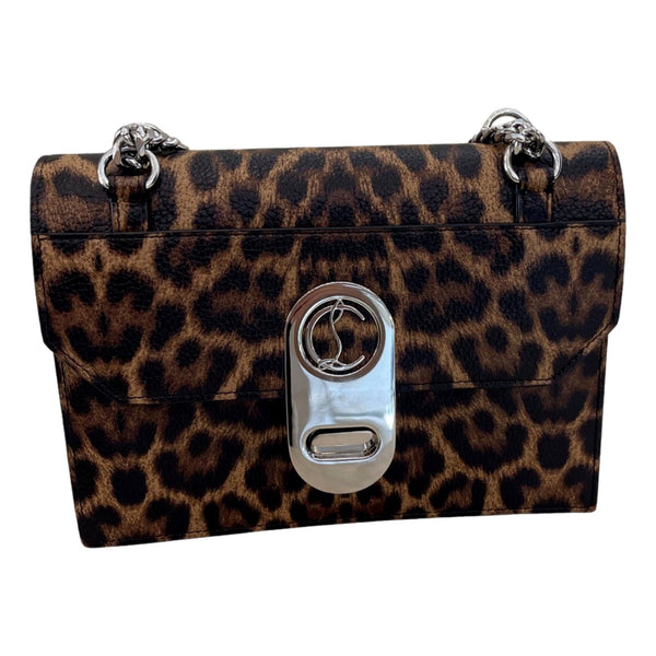 Christian Louboutin Elisa Calf Empire Leopard Leather Shoulder Crossbody Bag in Red, authentic new handbag, image 1