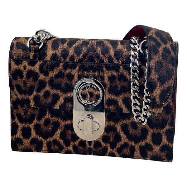 Christian Louboutin Elisa Calf Empire Leopard Leather Shoulder Crossbody Bag in Red, authentic new handbag, image 6