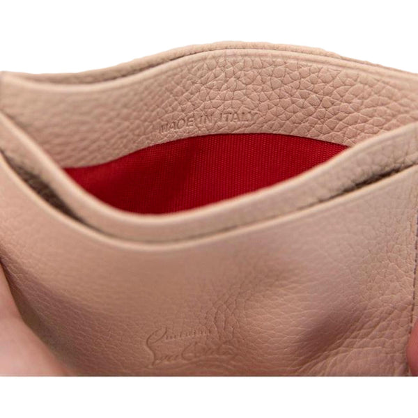 Christian Louboutin Kios Loubisky Spike Pink Leather Card Holder in Iridescent Pink, authentic new wallet, image 3
