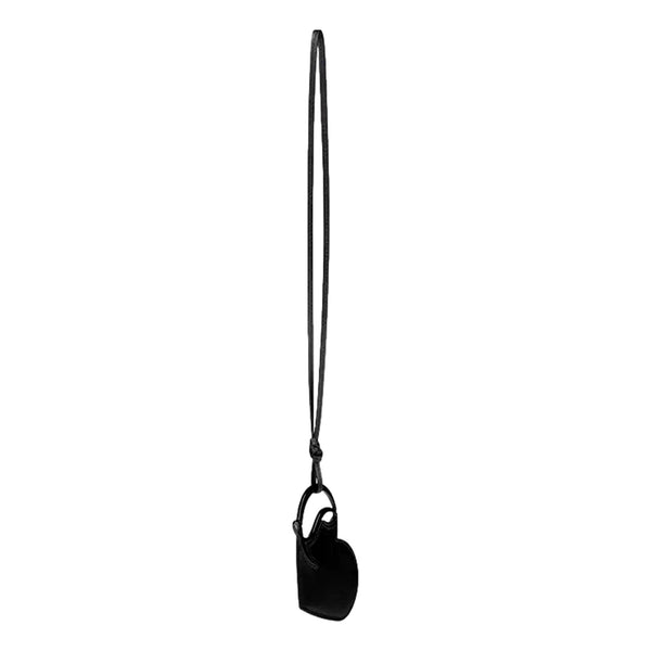 Christian Louboutin Leather Heart Black Bag Charm Keychain in Black, authentic new keychain, image 2