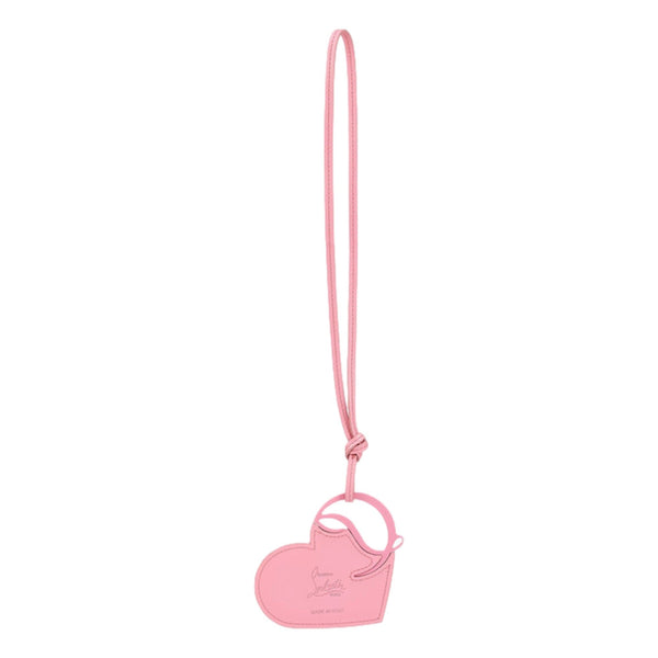 Christian Louboutin Leather Heart Calipso Pink Bag Charm Keychain in Calipso Pink, authentic new keychain, image 1
