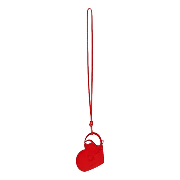 Christian Louboutin Loubi Red Leather Heart Bag Charm Keychain in Loubi Red, authentic new keychain, image 2