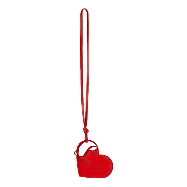 Christian Louboutin Loubi Red Leather Heart Bag Charm Keychain in Loubi Red, authentic new keychain, image 1