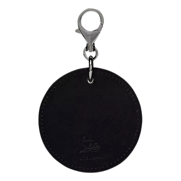 Christian Louboutin Round Leather Logo Black Bag Charm Keychain in Black, authentic new keychain, image 2
