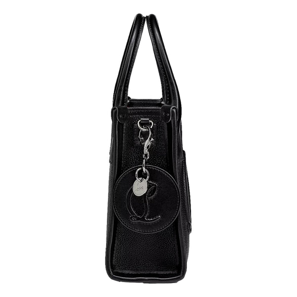 Christian Louboutin Round Leather Logo Black Bag Charm Keychain in Black, authentic new keychain, image 4