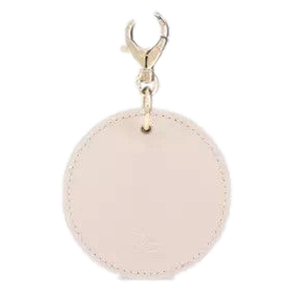 Christian Louboutin Round Leather Logo Leche Cream Bag Charm Keychain in Leche Beige Cream, authentic new keychain, image 3