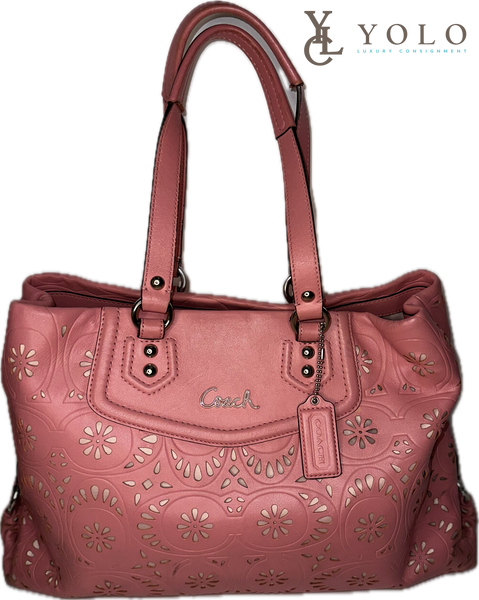 Coach Lace Eyelet Ashley Carryall Bag Floral Leather Satchel — alternate product view