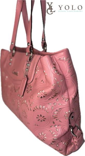 Coach Lace Eyelet Ashley Carryall Bag Floral Leather Satchel — product detail 2
