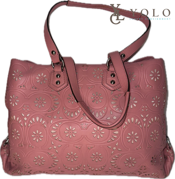 Coach Lace Eyelet Ashley Carryall Bag Floral Leather Satchel — product detail 4