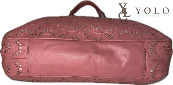 Coach Lace Eyelet Ashley Carryall Bag Floral Leather Satchel — product detail 5