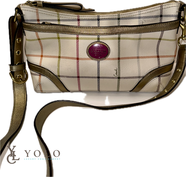 Coach Peyton Tattersall Crossbody Bag Plaid Canvas Designer Bag — primary product view