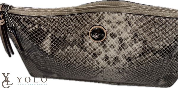 Coach Snakeskin Print Slim Wristlet Leather Zip Clutch Wallet — alternate product view
