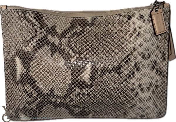 Coach Snakeskin Print Slim Wristlet Leather Zip Clutch Wallet — product detail 2