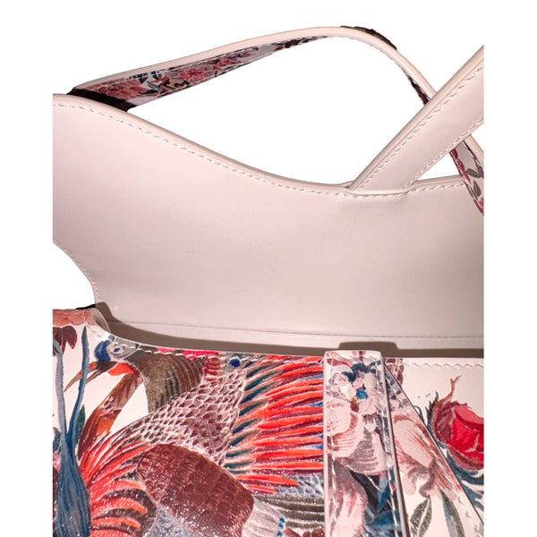 Dior Saddle Floral Bird Print Leather Crossbody Bag with Gold Charm – detail view 7