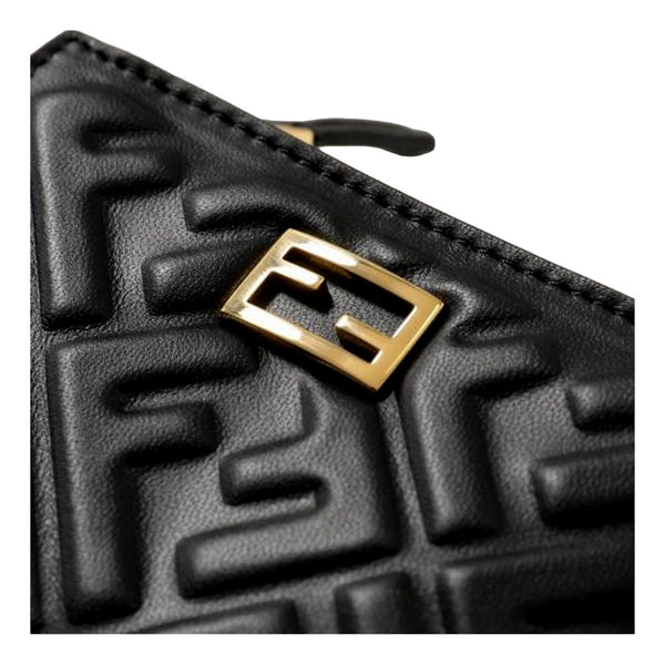 Fendi Baguette Small Wallet in Black Lamb Leather with Embossed FF Logo – hardware detail