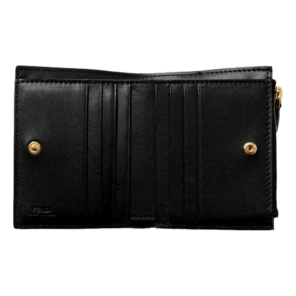 Fendi Baguette Small Wallet in Black Lamb Leather with Embossed FF Logo – interior view