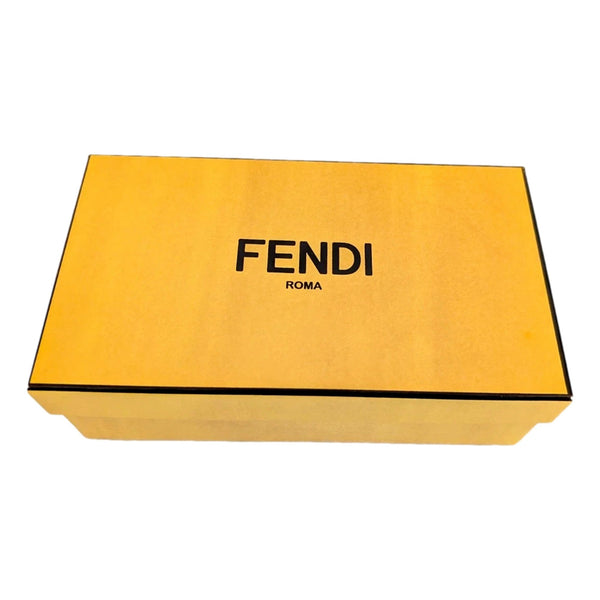 Fendi FF Canvas Nano Baguette Charm Crossbody Bag Brown White Gold Hardware – front view 3