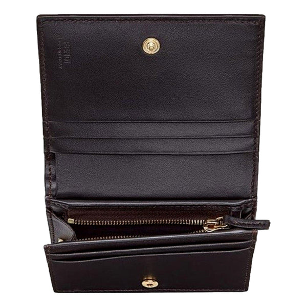 Fendi Calf Leather F Logo Brown Pink Small Bifold Wallet in Brown, authentic new wallet, image 5