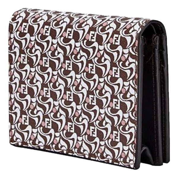 Fendi Calf Leather F Logo Brown Pink Small Bifold Wallet in Brown, authentic new wallet, image 3