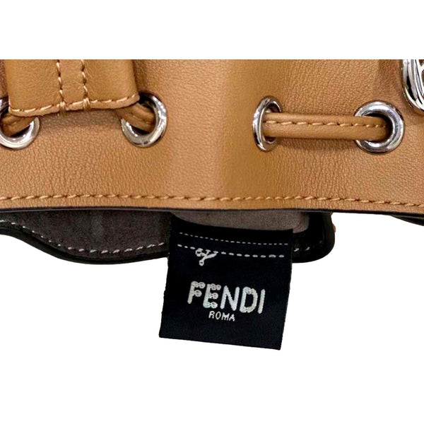 FENDI Calfskin F is 3D Flower Mini Mon Tresor Bucket Bag Brown Tan in Brown, authentic new handbag, image 7