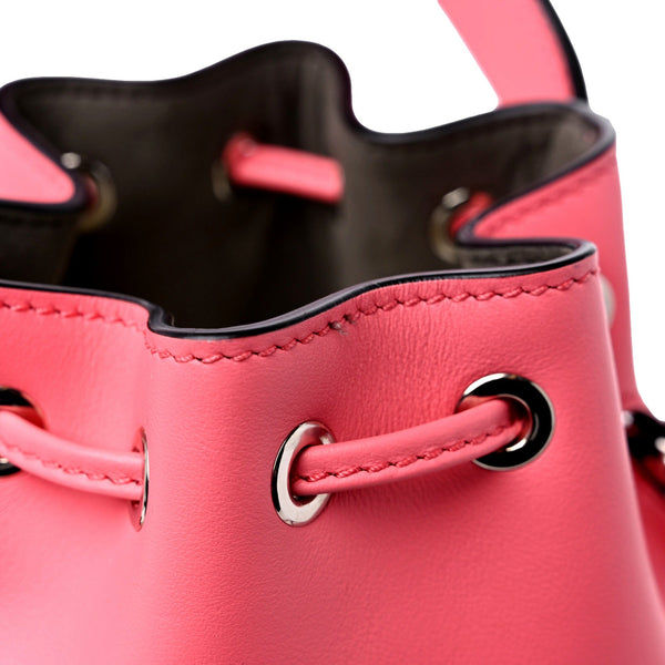 Fendi Mon Tresor Mini Bucket Bag Pink Calfskin Leather 3D Flower in Pink, authentic new handbag, image 5